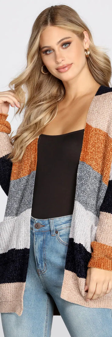 Colorblock Chenille Caridgan