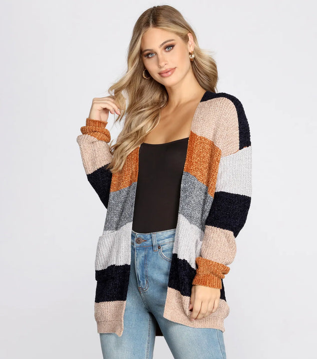 Colorblock Chenille Caridgan