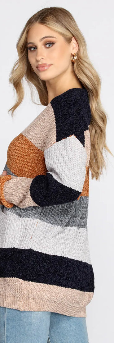 Colorblock Chenille Caridgan