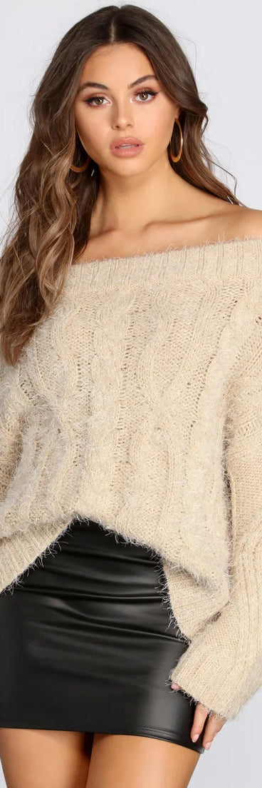 Off The Shoulder Cozy Knit Sweater