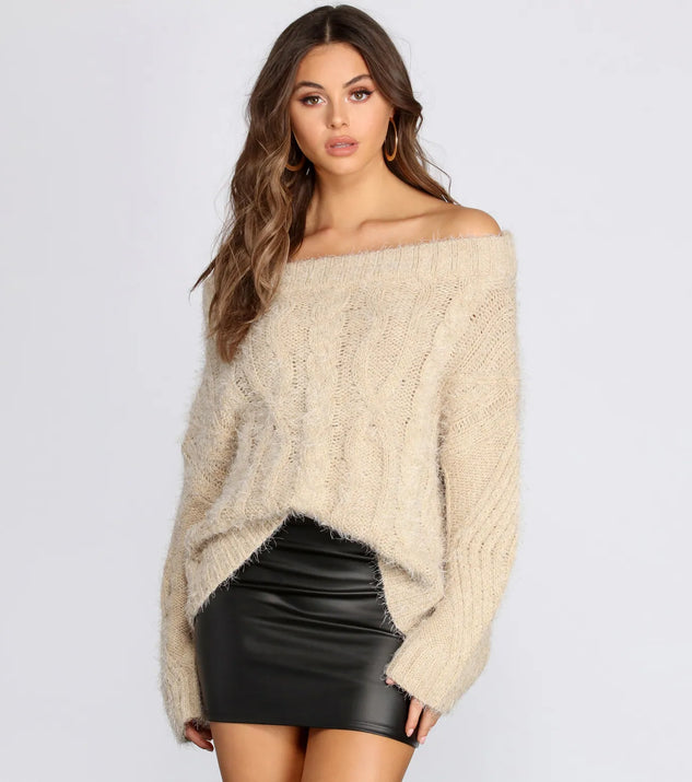 Off The Shoulder Cozy Knit Sweater