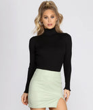 Ribbed Knit Turtleneck Top