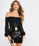 Lace Knit Up Off Shoulder Bodysuit