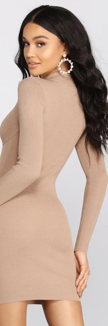 Oh-La-Lace Up Sweater Dress