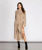 Knit Mini Tie-Waist Sweater Dress