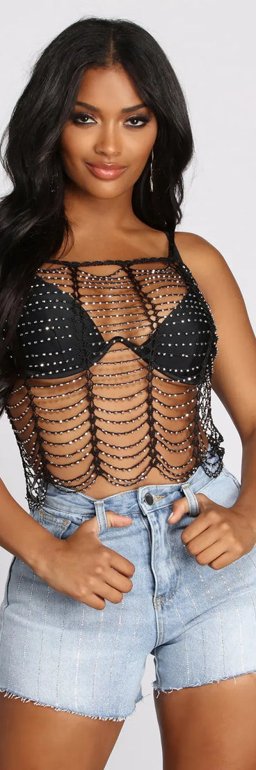 Effortlessly Embellished Net Top