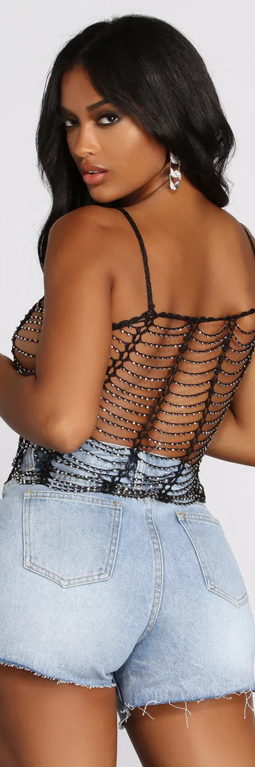 Effortlessly Embellished Net Top