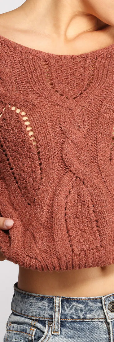 Always Cozy Cable Knit Lattice Sweater