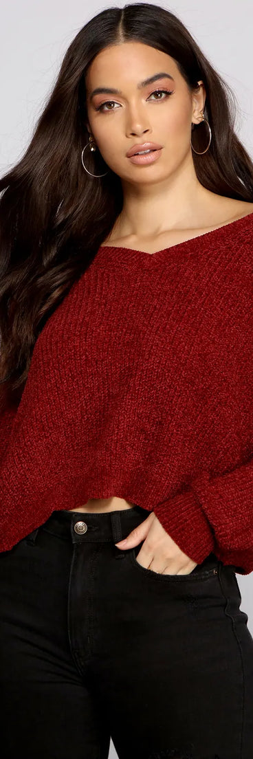 Casually Chic Twist Back Chenille Sweater