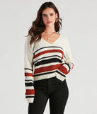 Sassy Striped Lattice Back Knit Sweater