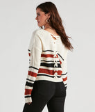 Sassy Striped Lattice Back Knit Sweater