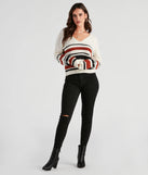 Sassy Striped Lattice Back Knit Sweater