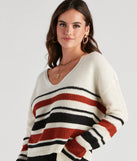 Sassy Striped Lattice Back Knit Sweater