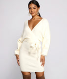 Tie Front Wrap Mini Sweater Dress