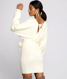 Tie Front Wrap Mini Sweater Dress