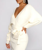 Tie Front Wrap Mini Sweater Dress
