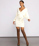 Tie Front Wrap Mini Sweater Dress