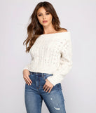 Cozy Off The Shoulder Cable Knit Sweater