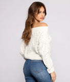 Cozy Off The Shoulder Cable Knit Sweater