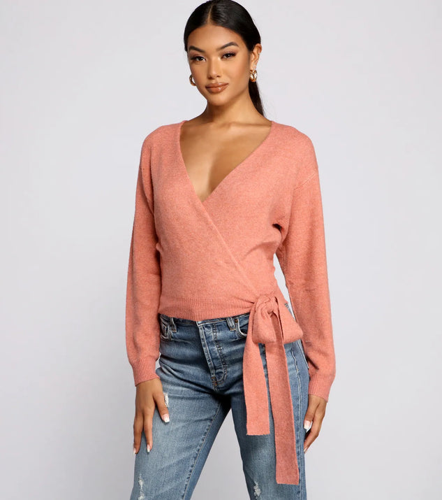 Surplice Sweetie Tie Waist Sweater