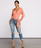 Surplice Sweetie Tie Waist Sweater