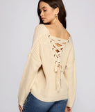 Lattice Back Oversized Pullover Sweater