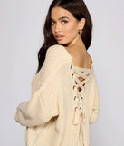 Lattice Back Oversized Pullover Sweater