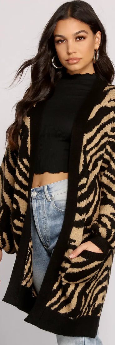 Wild Side Zebra Print Cardigan