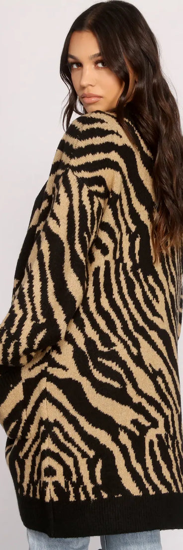 Wild Side Zebra Print Cardigan