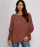 Chenille Knit Dolman Sleeve Sweater