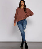 Chenille Knit Dolman Sleeve Sweater