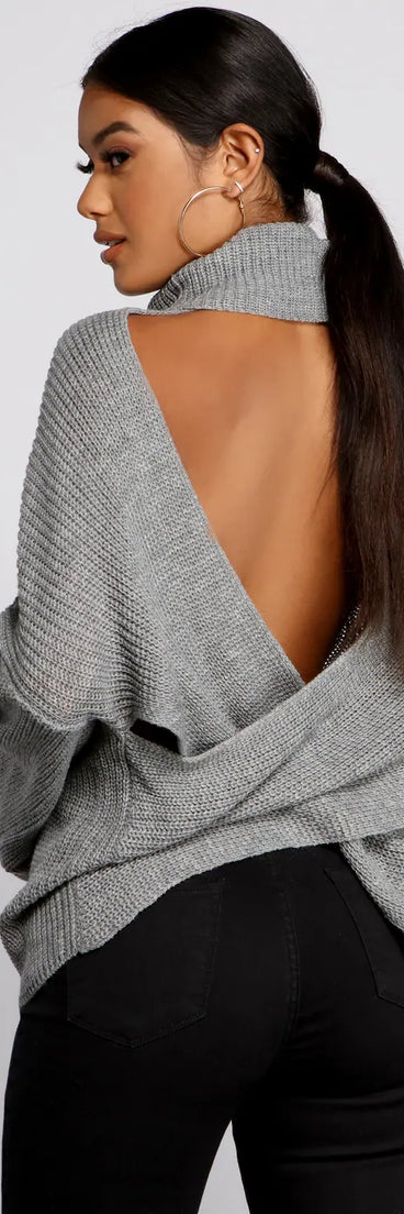 So Chic Surplice Open Back Sweater