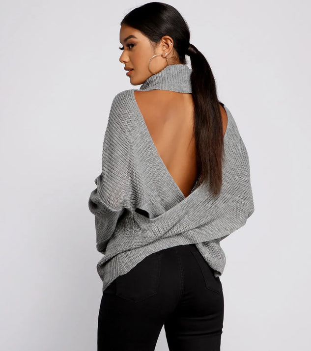 So Chic Surplice Open Back Sweater