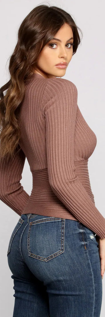 Cozy Ribbed Knit Long Sleeve Top