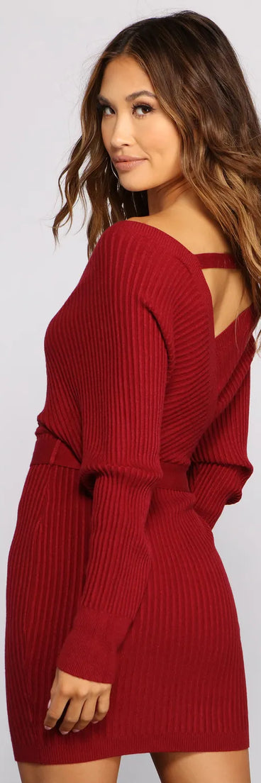 Keeping Knit Casual Ribbed Mini Dress