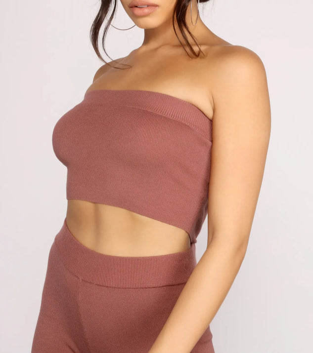 Keeping Knit Casual Crop Tube Top