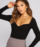 Ribbed Knit Long Sleeve Bodysuit