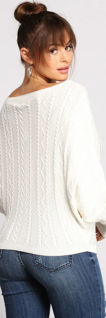 Chic Cable Knit Boat Neck Sweater