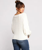 Chic Cable Knit Boat Neck Sweater