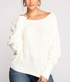 Chic Cable Knit Boat Neck Sweater