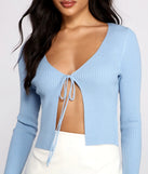 Basic Ribbed Knit Tie-Front Cardigan