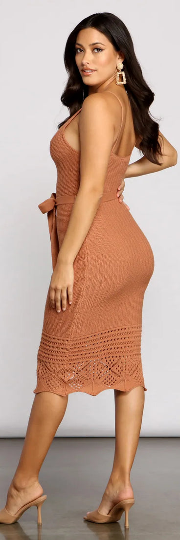 Casual Day Crochet Knit Midi Dress