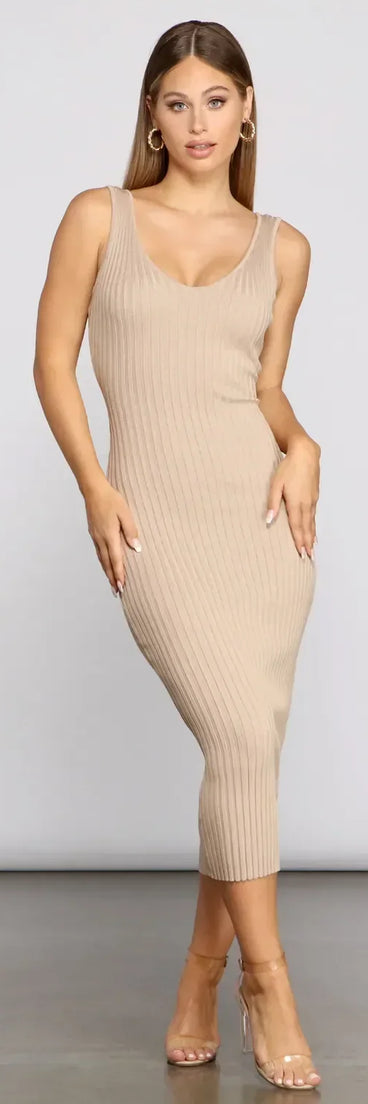 Back To Basics Ribbed Knit Midi Dress