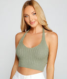 Basic Ribbed Knit Cropped Halter Top