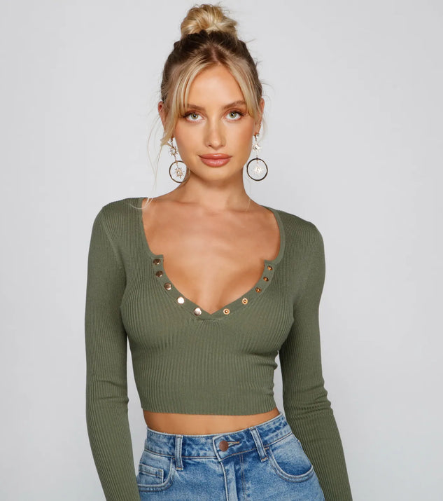 Chic Basic Button-Detail Crop Top | Windsor