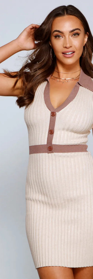 Make It Chic Ribbed Knit Mini Dress