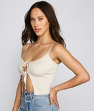 Basic Lace-Up Ribbed Knit Cropped Tank