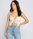 Basic Lace-Up Ribbed Knit Cropped Tank