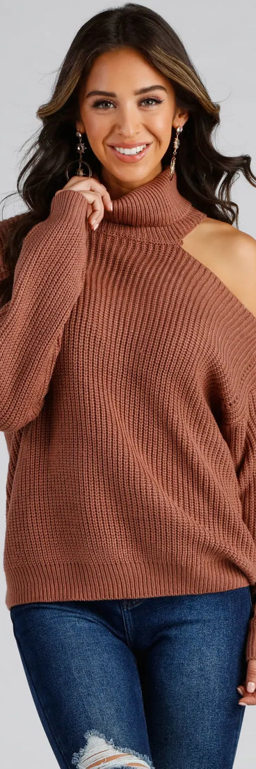 Chic Cold-Shoulder Knit Sweater