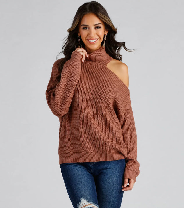 Single cold shoulder sweater new arrivals